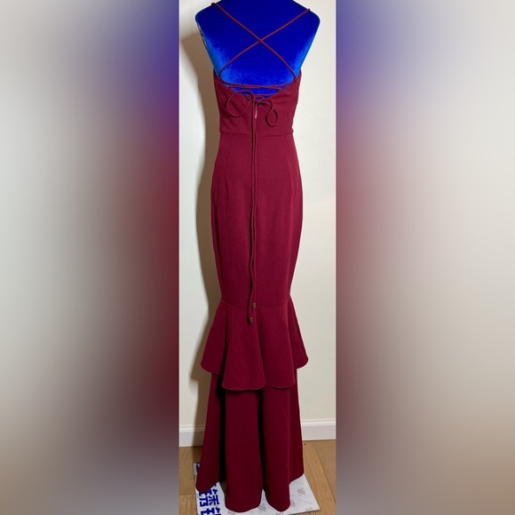 Bariano Australia | Maroon Lace Up Mermaid Dress | AUS 8 US 4 - Picture 4 of 6